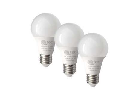 LED bulbs 9W/806lm/A60/E27 warm white 3 PACK Qtec